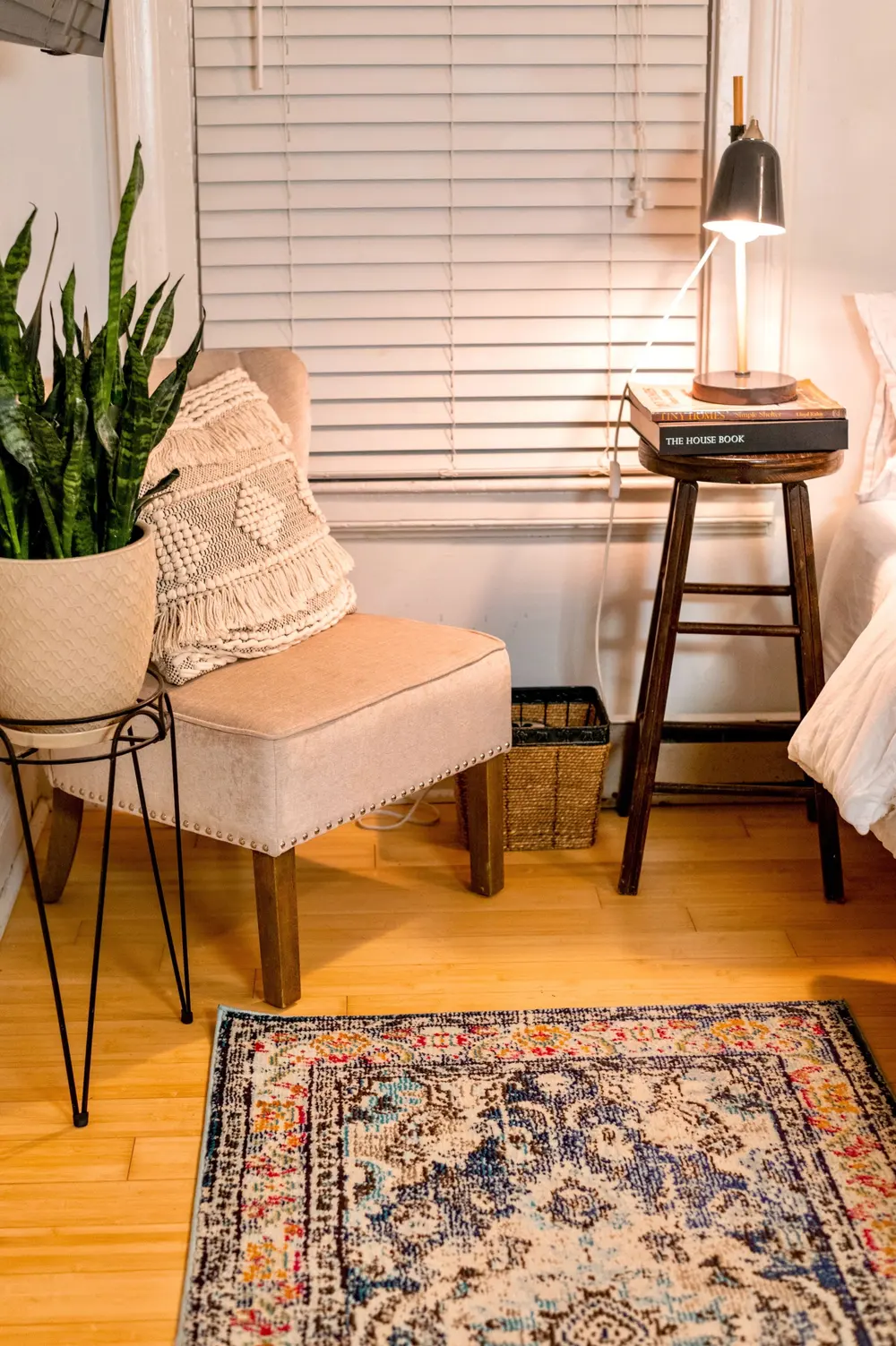 Luxury vinyl plank flooring — above contemporary living room interior ornamen — flooring installed near Anaheim, CA