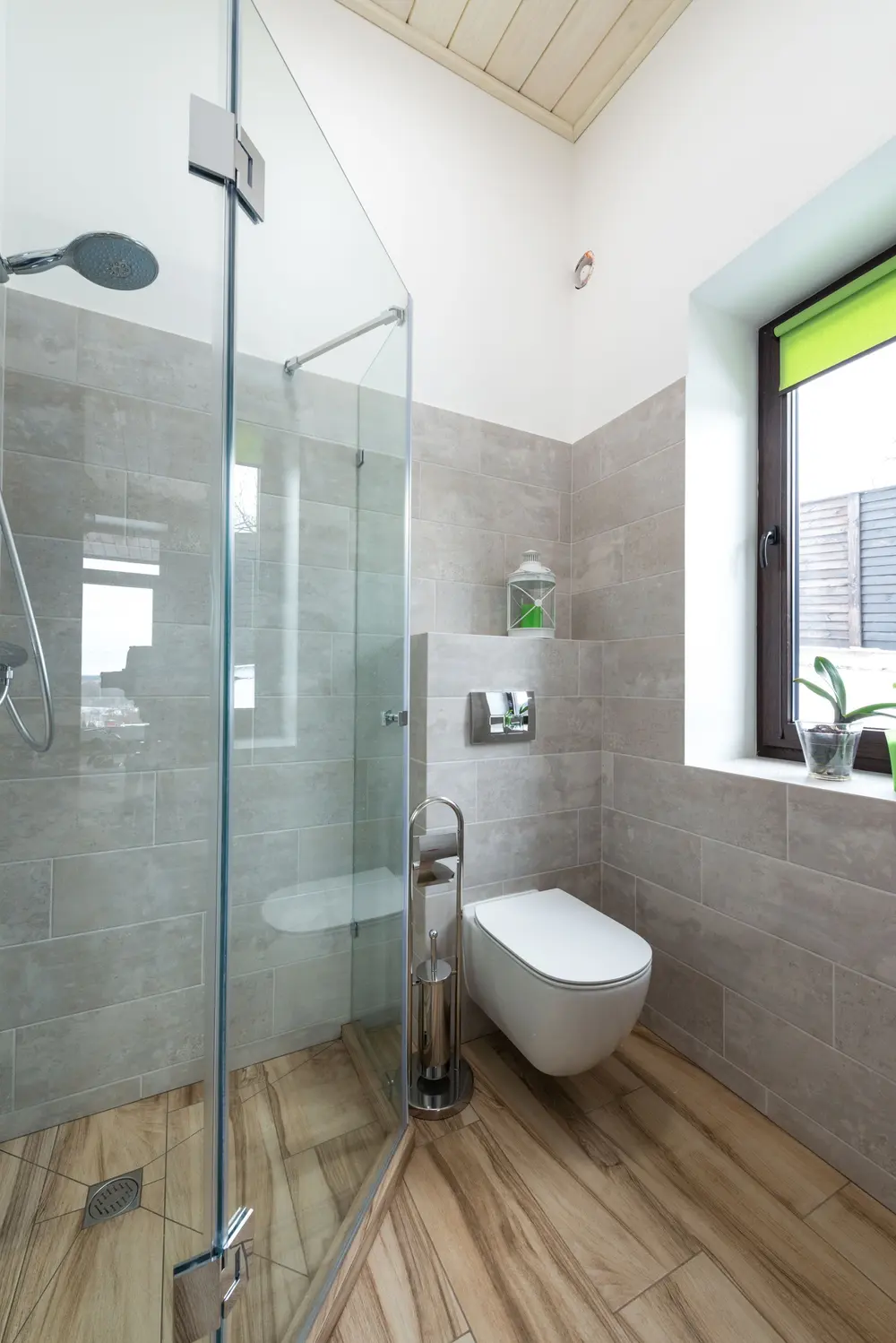 Luxury vinyl plank flooring — contemporary bathroom design glass sh — near Stanton, CA