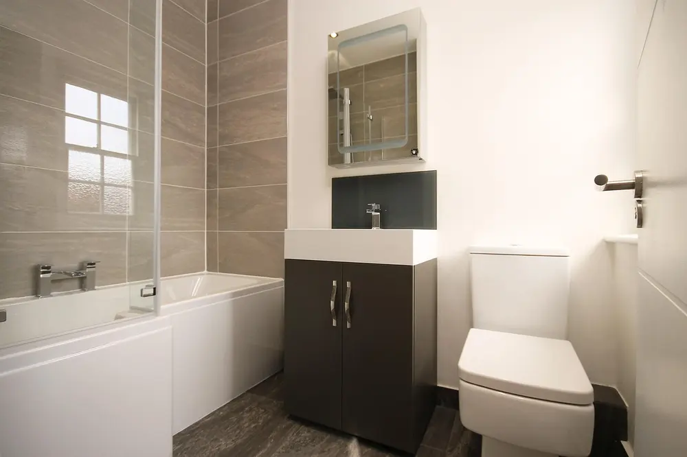 Tile flooring — bathroom modern home interior bath sink luxury